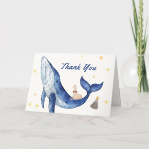 Carte De Remerciements Blue Ocean Whimsical Duck Stars Baby shower balein