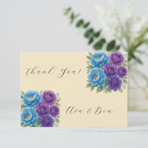 Carte De Remerciements Blue Peony & Fig Purple Rose Bridal Shower