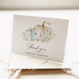Carte De Remerciements Blue Pumkin Baby Shower Folded Thank You