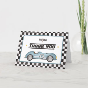 Carte De Remerciements Blue Race Car Deux Fast Boy Anniversaire