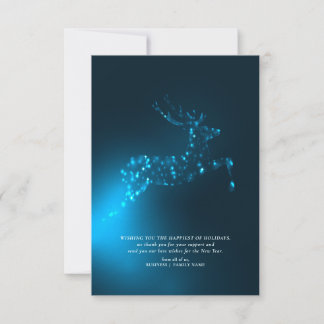 Carte De Remerciements Blue Reindeer Élégante Entreprise Noël d'entrepris