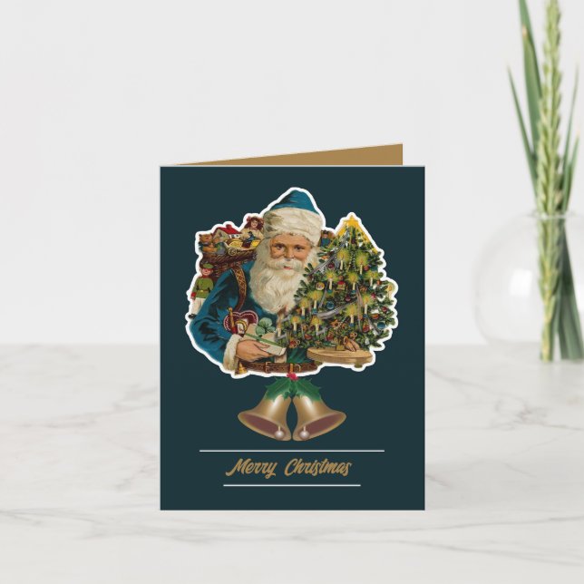Carte De Remerciements Blue Santa Claus, client saisonnier (Devant)