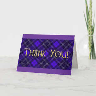 Carte De Remerciements Blue Tartan Thank You