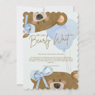 Carte De Remerciements Blue Teddy Nous pouvons attendre le Baby shower Tw
