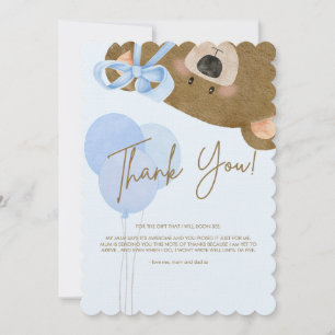Carte De Remerciements Blue Teddy On Peut Attendre Un Baby shower Garçon