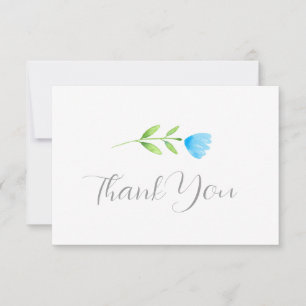 Carte De Remerciements Blue Watercolor Flower
