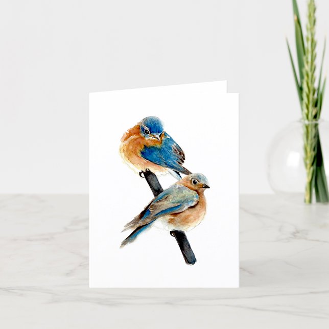 Carte de remerciements Bluebird Pair (Bluebird Pair Thank You Card by Jenn Steffen Art)