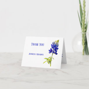 Carte De Remerciements Bluebonnet Floral sur blanc, Mariage