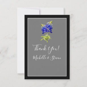Carte De Remerciements Bluebonnets du Texas sur le gris foncé, mariage du