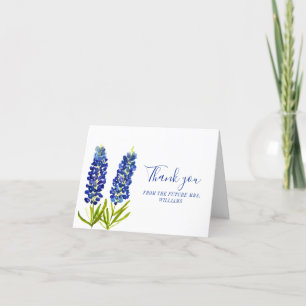 Carte De Remerciements Bluebonnets Texas Blue Floral Fête des mariées
