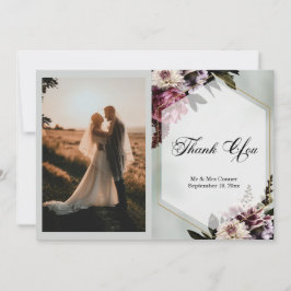 Carte De Remerciements Blush Botanical Elegant Photo Thank You Card