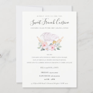 Carte De Remerciements Blush Chef Casquette Floral Bakery Cuisine Classe 