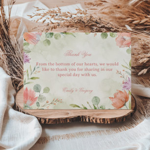 Carte De Remerciements Blush Floral Élégant