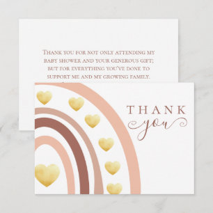 Carte De Remerciements Blush Gold Foil Boho Rainbow Baby shower