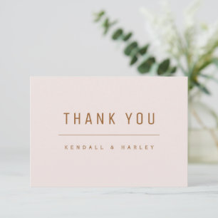 Carte De Remerciements Blush & Gold Moderne Typographie Chic Simple