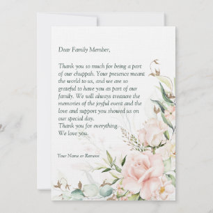 Carte De Remerciements Blush & Green Spring Juif Hébreu Chuppah do-it-you