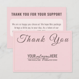 Carte De Remerciements Blush Logo Réseaux Sociaux Écriture Élégante