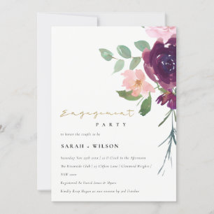CARTE DE REMERCIEMENTS BLUSH MARSALA RED ROSE FLORAL FIANÇAILLES INVITATI