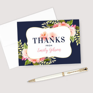 Carte De Remerciements Blush Nuit Floral Aquarelle Personnalisé
