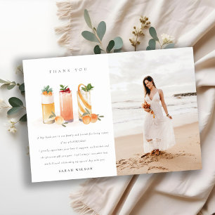 Carte De Remerciements Blush Orange Cocktail de Fruits Mignon Anniversair