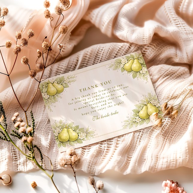 Carte De Remerciements Blush Pear Perfect Pair Bridal Shower (Créateur téléchargé)
