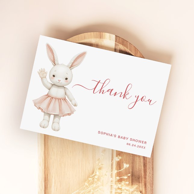 Carte De Remerciements Blush Pink Bunny Girly Modern Baby Shower (Créateur téléchargé)