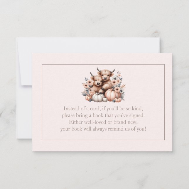Carte De Remerciements Blush Pink Fall livres Citrouilles pour bébé (Dos)