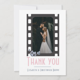 Carte De Remerciements Blush rose moderne film ajouter photo floral maria