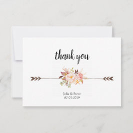 Carte De Remerciements Bohème Aquarelle Fleurs Mariage Boho Floral