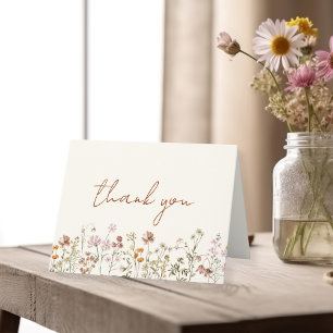 Carte De Remerciements Bohème Fantaisiste Fête de Mariage aux Fleurs Sauv