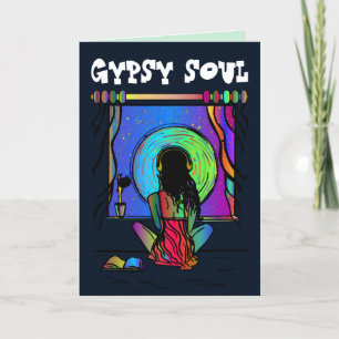 CARTE DE REMERCIEMENTS BOHEMIAN LADY GYPSY SOUL ANNIVERSAIRE POUR SES CAR