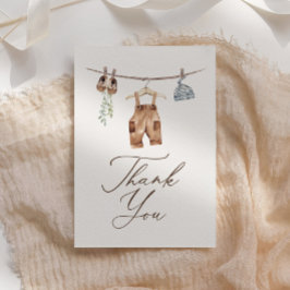 Carte De Remerciements Boho Aquarelle Vêtements bébé Baby shower garçon