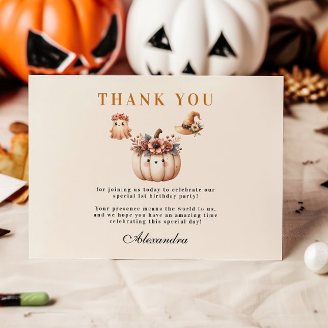 Carte De Remerciements Boho Arc-en-ciel Éffrayant premier anniversaire (Créateur téléchargé)