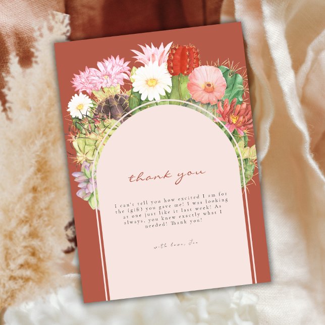 Carte De Remerciements Boho Arch Cactus Blooming Desert Baby shower (Boho Arch Cactus Blooming Desert Baby Shower Thank You Card)