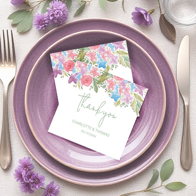 Carte De Remerciements Boho Artistique Fleur sauvage aquarelle peinte à l (Créateur téléchargé)