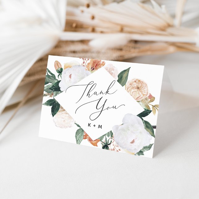 Carte De Remerciements Boho Blooms Floral géométrique (Créateur téléchargé)