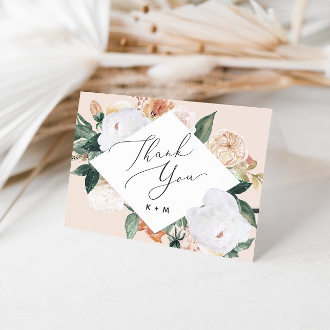 Carte De Remerciements Boho Blooms Floral géométrique (Créateur téléchargé)
