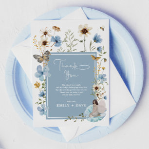 Carte De Remerciements Boho Blue Fairy Fleur sauvage Baby shower de jardi
