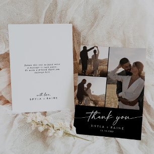 Carte De Remerciements Boho Chic COLOR ÉDITABLE Mariage Photo Collage