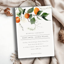 Boho Chic Orange Blossom Mariage botanique Inviter
