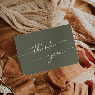 Carte De Remerciements Boho Chic Vert Olive Rose Plat Mariage