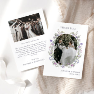 Carte De Remerciements Boho chic violet arc de fleur Mariage Photo