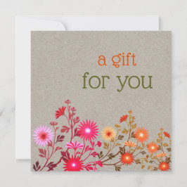 Carte De Remerciements Boho Country Floral Kraft Certificat cadeau