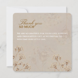 Carte De Remerciements Boho Dried Flower Baby Shower Card