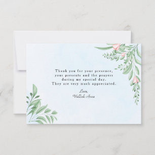 Carte De Remerciements Boho Dusty Blue Greenery Baptism Photo