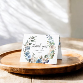 Carte De Remerciements Boho Dusty Blue Neutral Flowers Mariage