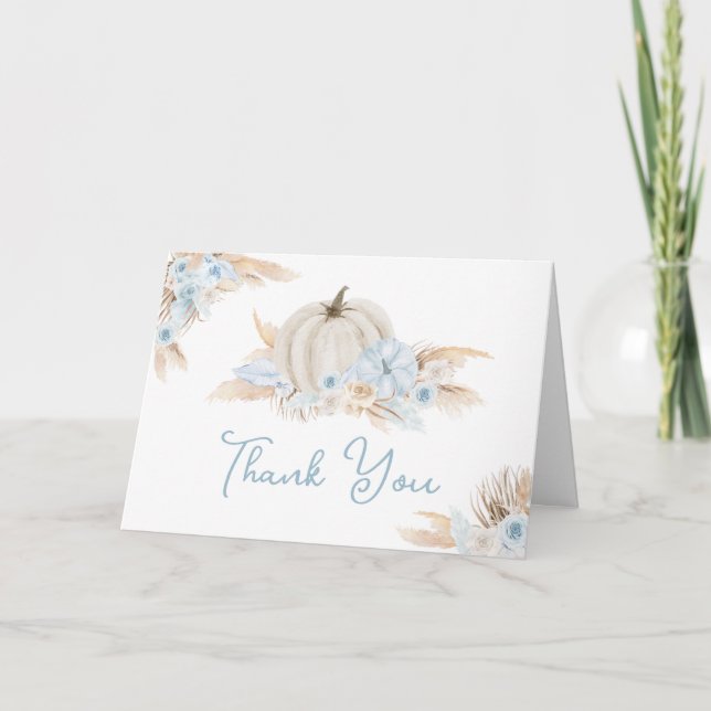 Carte De Remerciements Boho Dusty Citrouille bleu (Devant)