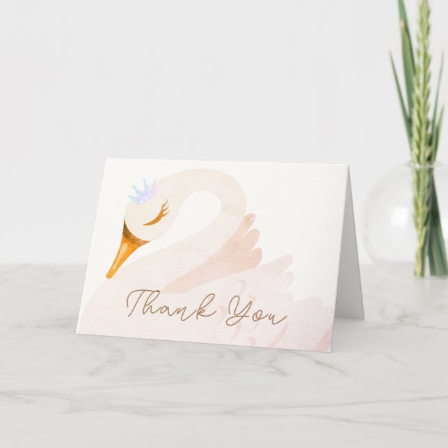 Carte De Remerciements Boho Elegant Princess Swan Girl Baby shower (Devant)