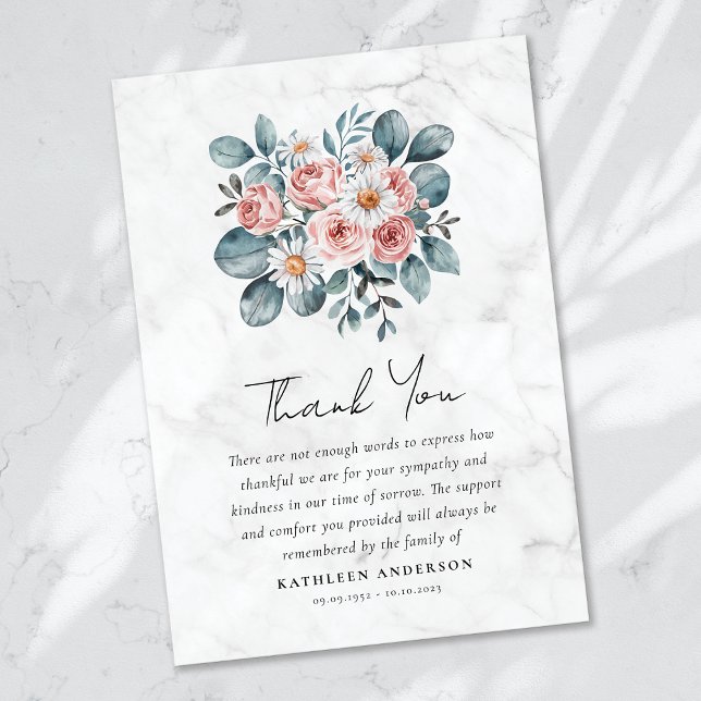 Carte De Remerciements Boho Eucalyptus Sympathie Florale Funérailles (Créateur téléchargé)