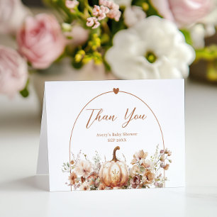 Carte De Remerciements Boho Fall en amour Baby shower Fleur sauvage